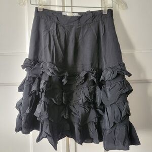 Vintage Black Ruffle Western Skirt In Wear By Kristen Teisner